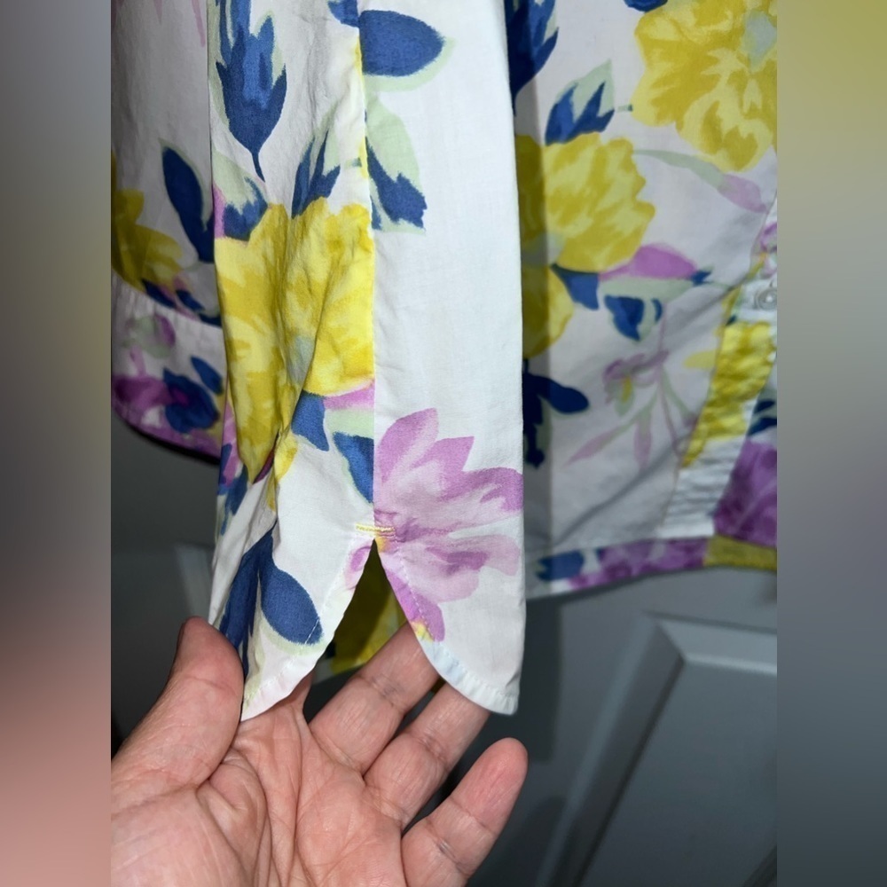 TALBOTS Floral Print Button Down Shirt Long Sleeve Shirt Sz L - Picture 3 of 7